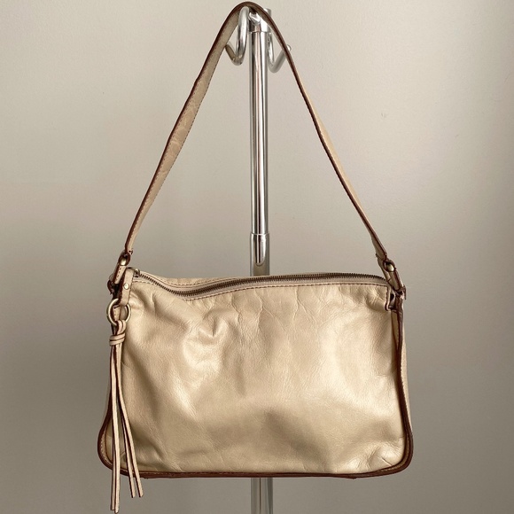 HOBO Small Cream/Tan Polished Leather Shoulder Bag - Picture 1 of 11
